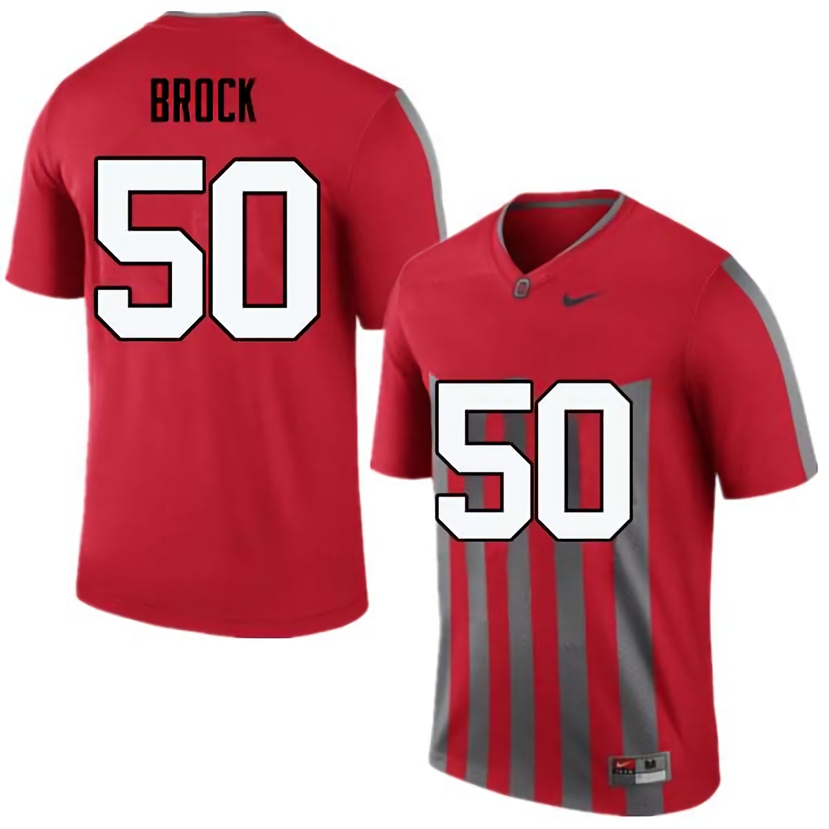 Nathan Brock Ohio State Buckeyes Men's NCAA #50 Nike Throwback Red College Stitched Football Jersey GYJ7256FR
